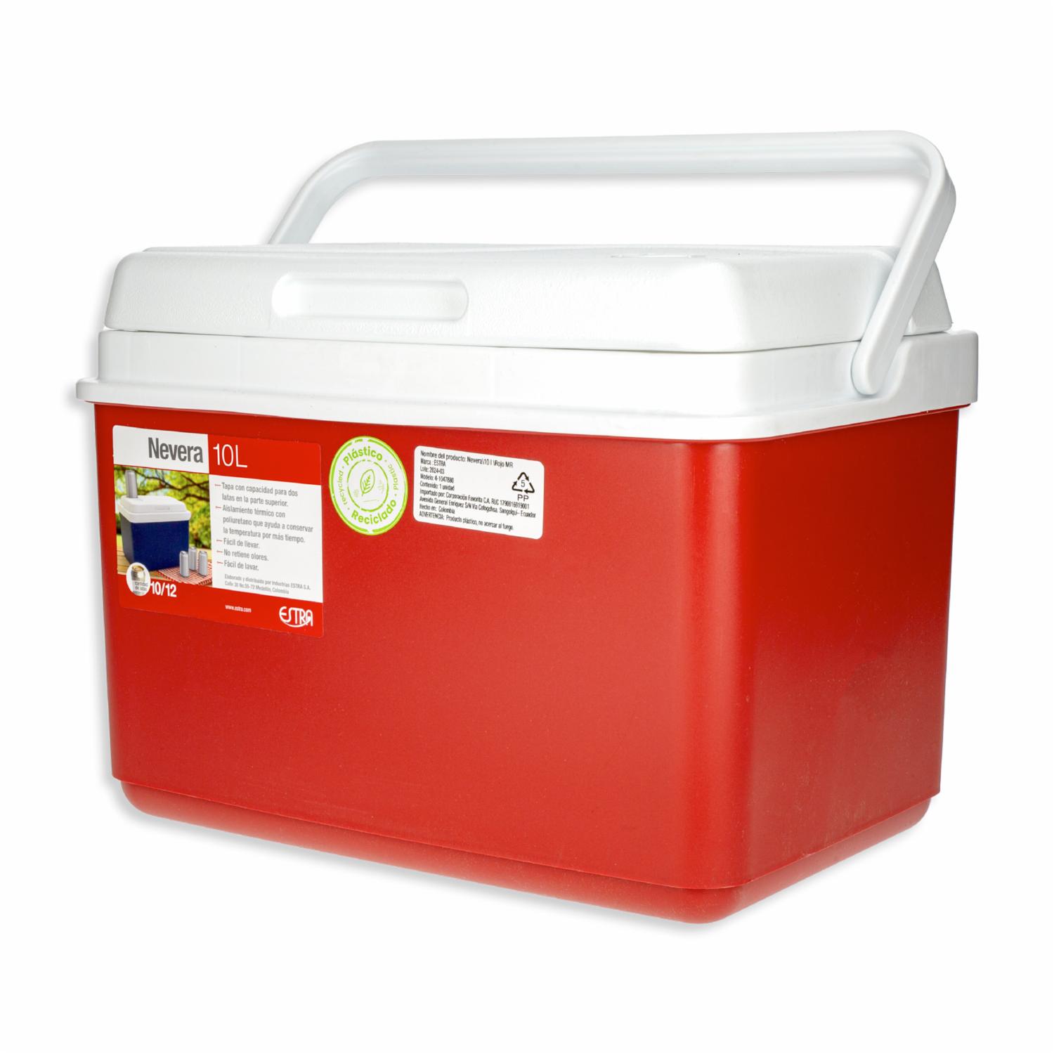 Cooler De Plástico Color Rojo ESTRA 10 L