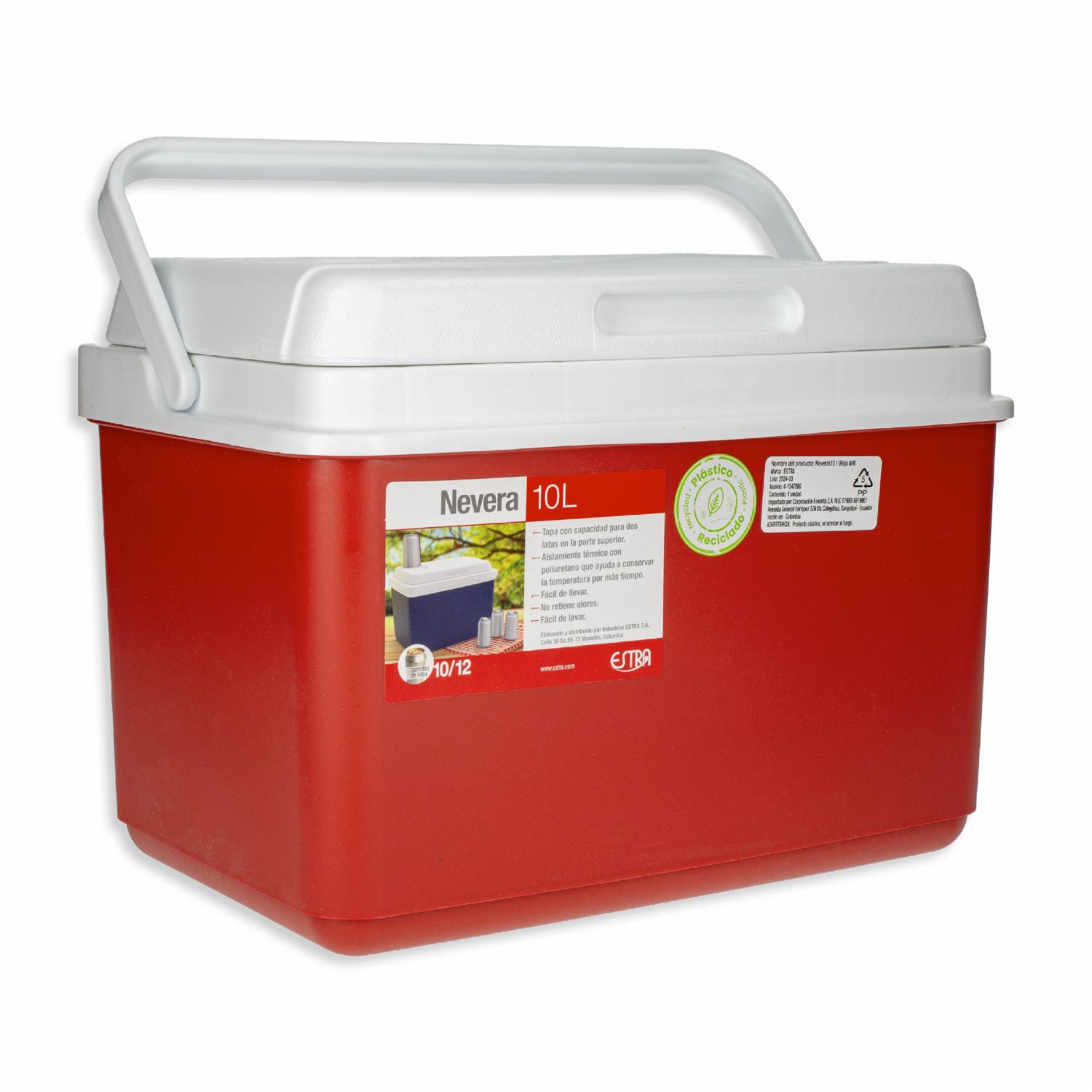Cooler De Plástico Color Rojo ESTRA 10 L