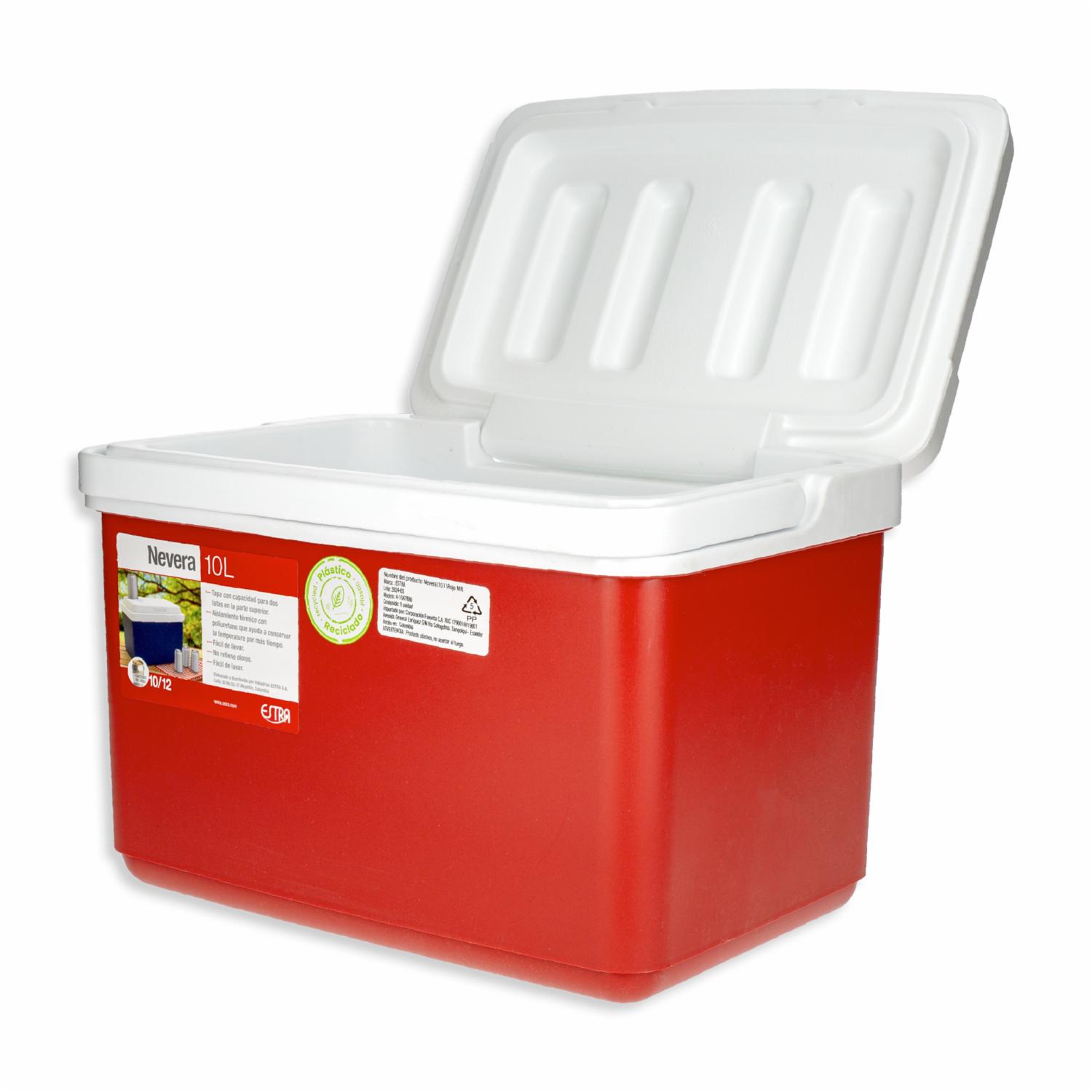 Cooler De Plástico Color Rojo ESTRA 10 L