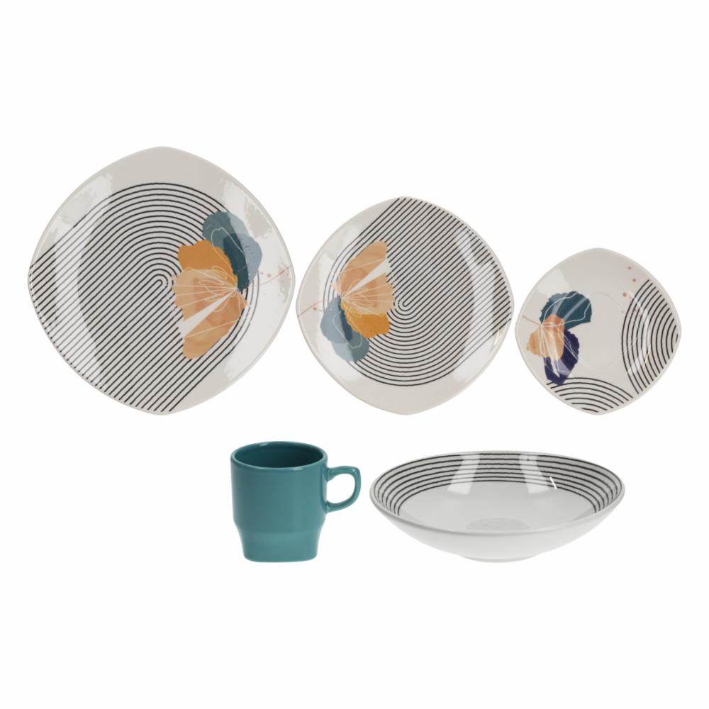 Vajilla 20 Piezas Semi Cuadrada CORONA Flavia - Imagen 2