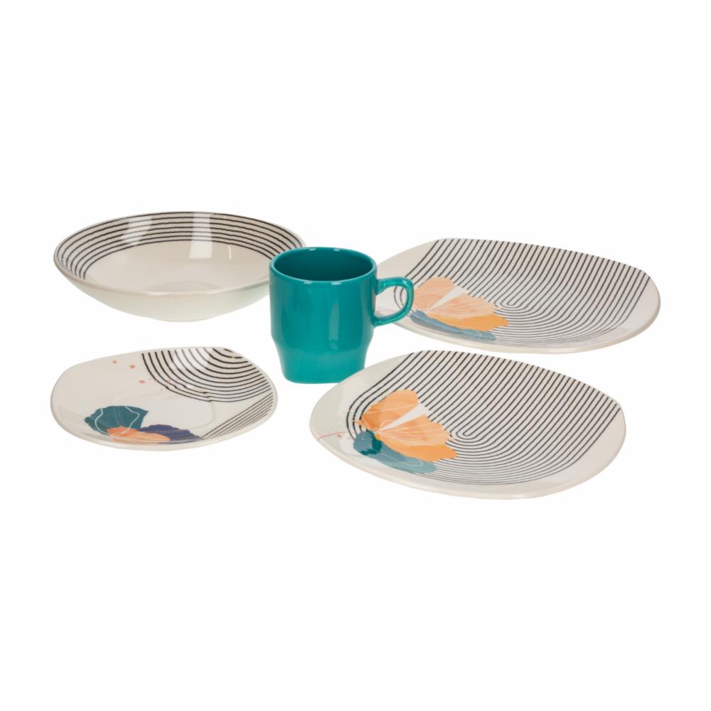 Vajilla 20 Piezas Semi Cuadrada CORONA Flavia - Imagen 3