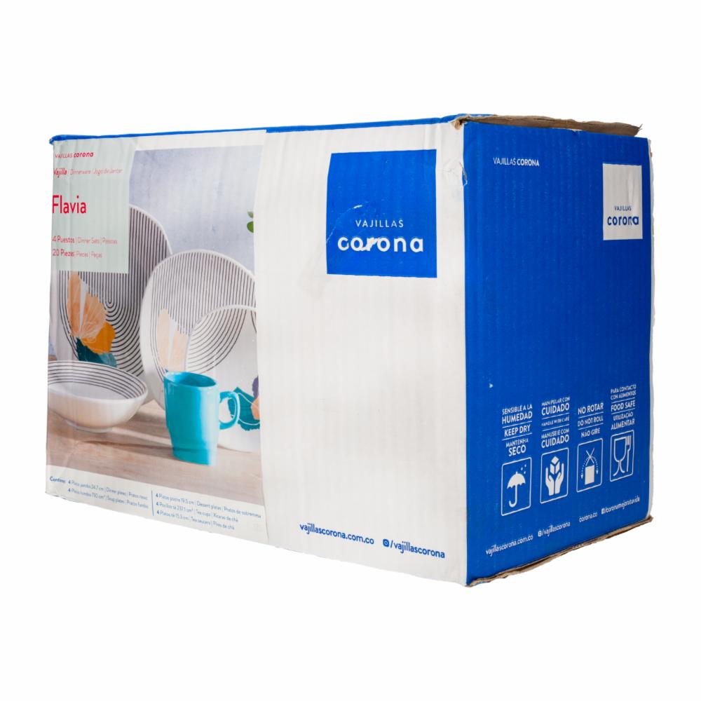 Vajilla 20 Piezas Semi Cuadrada CORONA Flavia - Imagen 4