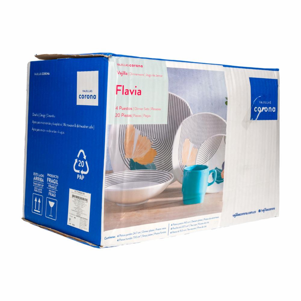 Vajilla 20 Piezas Semi Cuadrada CORONA Flavia - Imagen 5