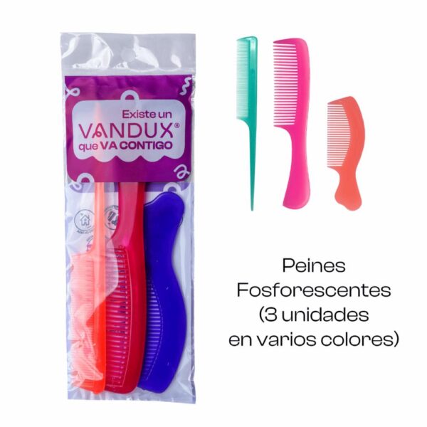 Peine De Cabello Fosforescente VANDUX X3Uds - Imagen 2
