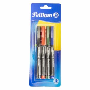 Marcadores Micropunta Plus Negro Azul Rojo Verde PELIKAN X 4 Uds