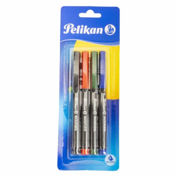 Marcadores Micropunta Plus Negro Azul Rojo Verde PELIKAN X 4 Uds