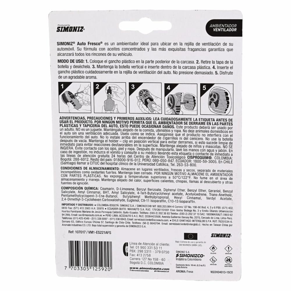 Ambiental De AutomóvilAirFresa SIMONIZ Unidad - Imagen 2