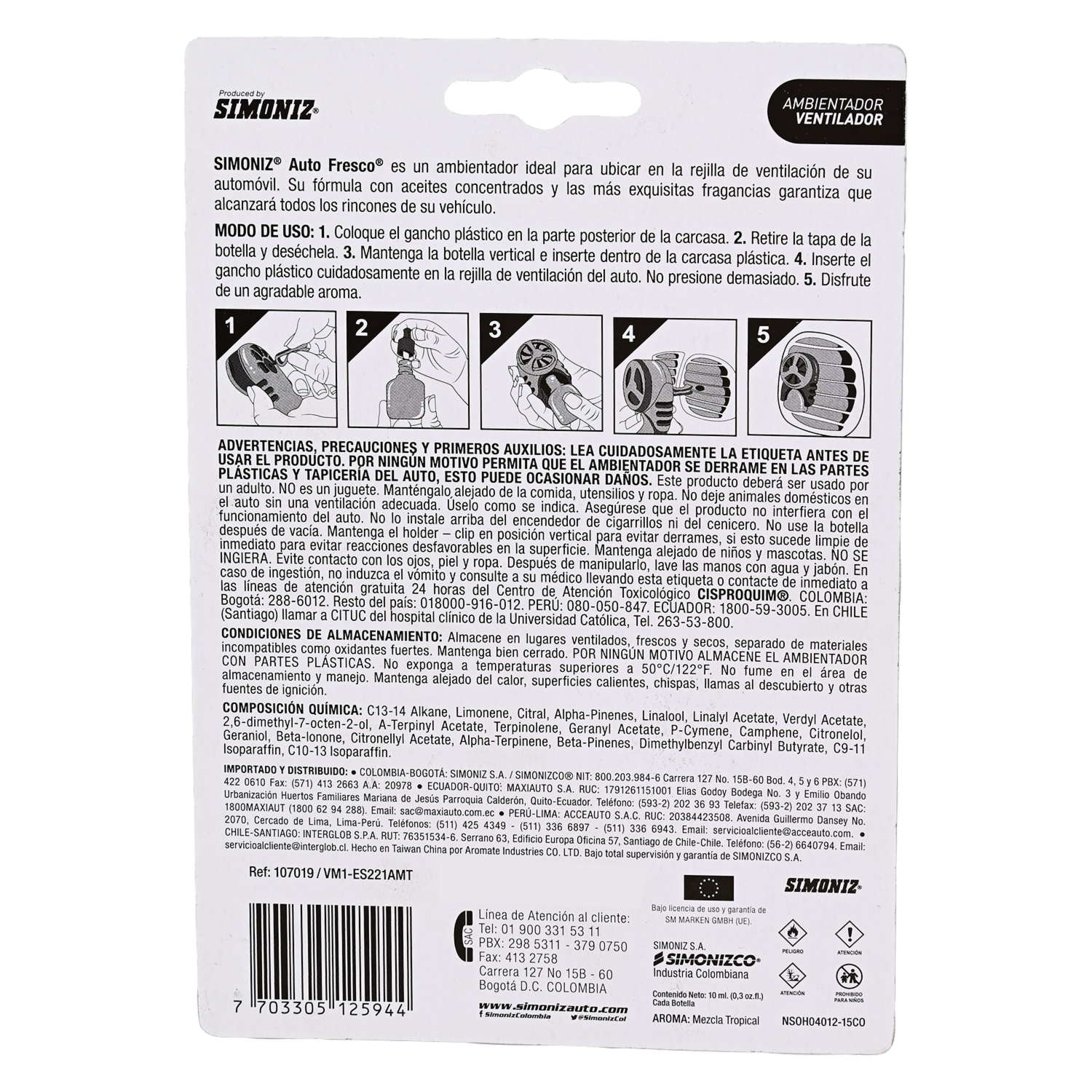 Ambiental De AutomóvilAirMezcla SIMONIZ 10 Ml
