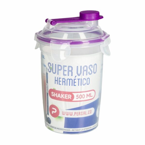 Vaso Plástico Hermético Shaker 500 Ml PERSAL 31019 - Imagen 2