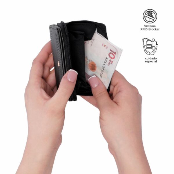 Monedero Negro Modelo F Mini Para Dama TOTTO - Imagen 2