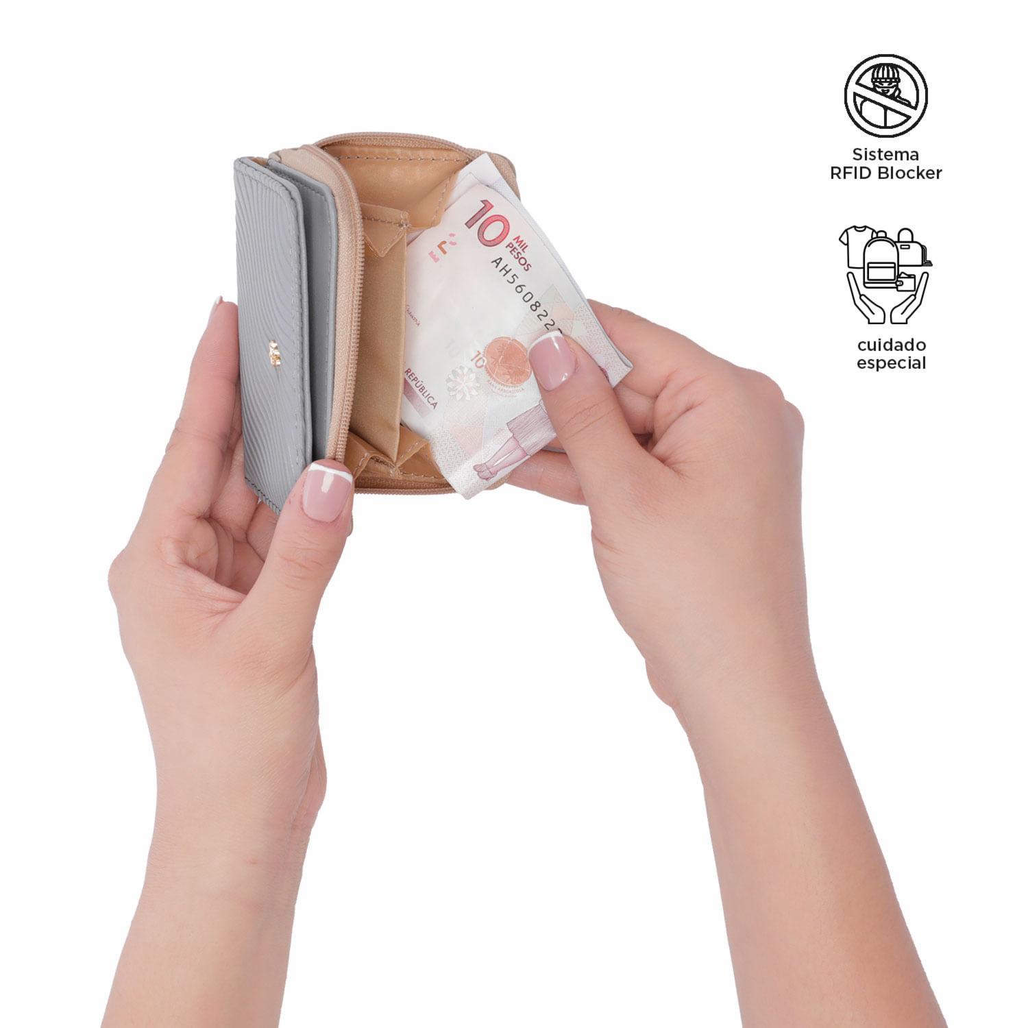 Monedero Gris Modelo F Mini Para Dama TOTTO - Imagen 2