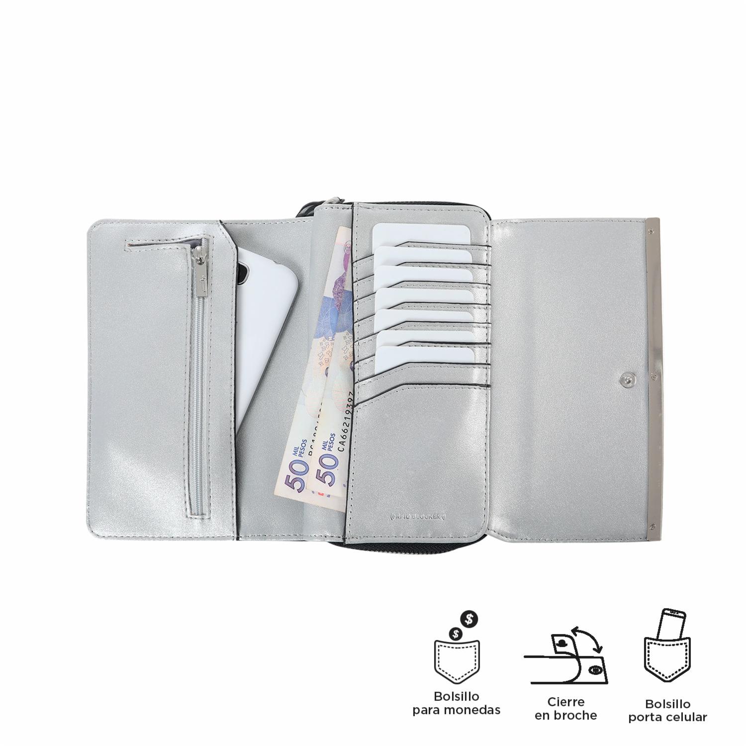 Billetera Negra Modelo Blocks Para Dama TOTTO Grande - Imagen 3