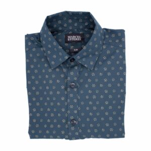 Camisa Slim Casual Formal Manga Larga Con Print Negro MARCEL ESTEREL