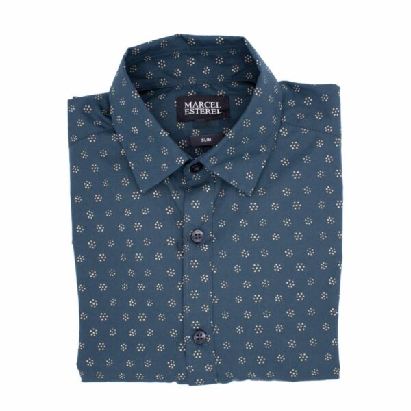 Camisa Slim Casual Formal Manga Larga Con Print Negro MARCEL ESTEREL - Imagen 4