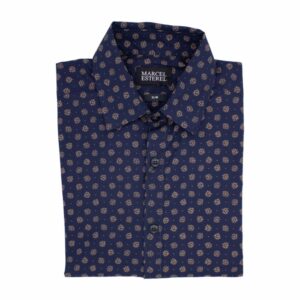 Camisa Slim Casual Formal Manga Larga Con Print Caqui MARCEL ESTEREL