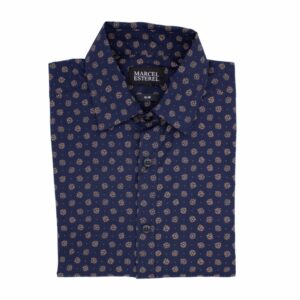 Camisa Slim Casual Formal Manga Larga Con Print Caqui MARCEL ESTEREL