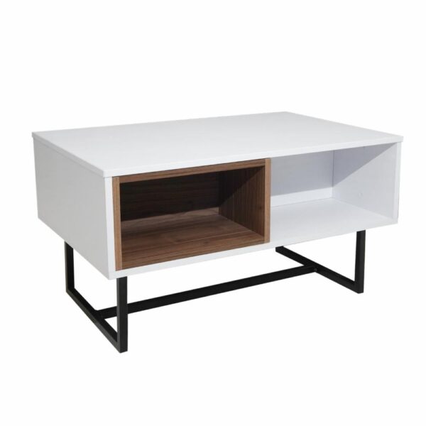 Mesa De Centro Blanco Con Gales RTA MDF y Metal - Imagen 2