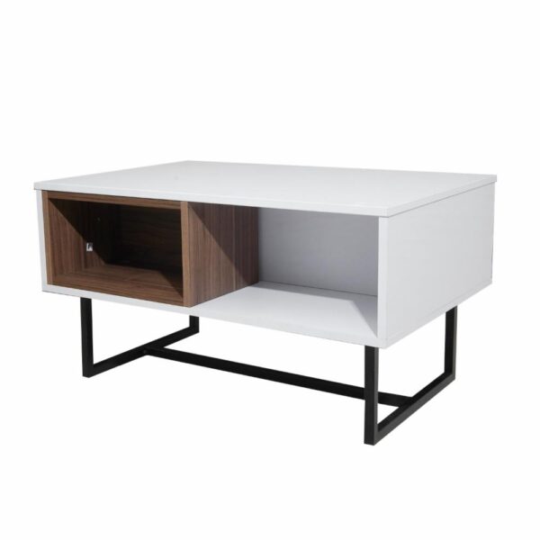 Mesa De Centro Blanco Con Gales RTA MDF y Metal - Imagen 3