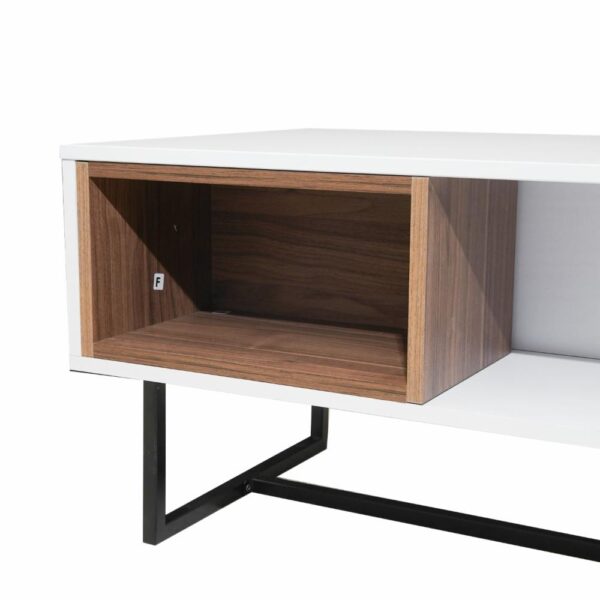Mesa De Centro Blanco Con Gales RTA MDF y Metal - Imagen 4