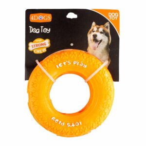 Juguete Para Mascota Diseño Llanta Naranja 4DOGS Grande