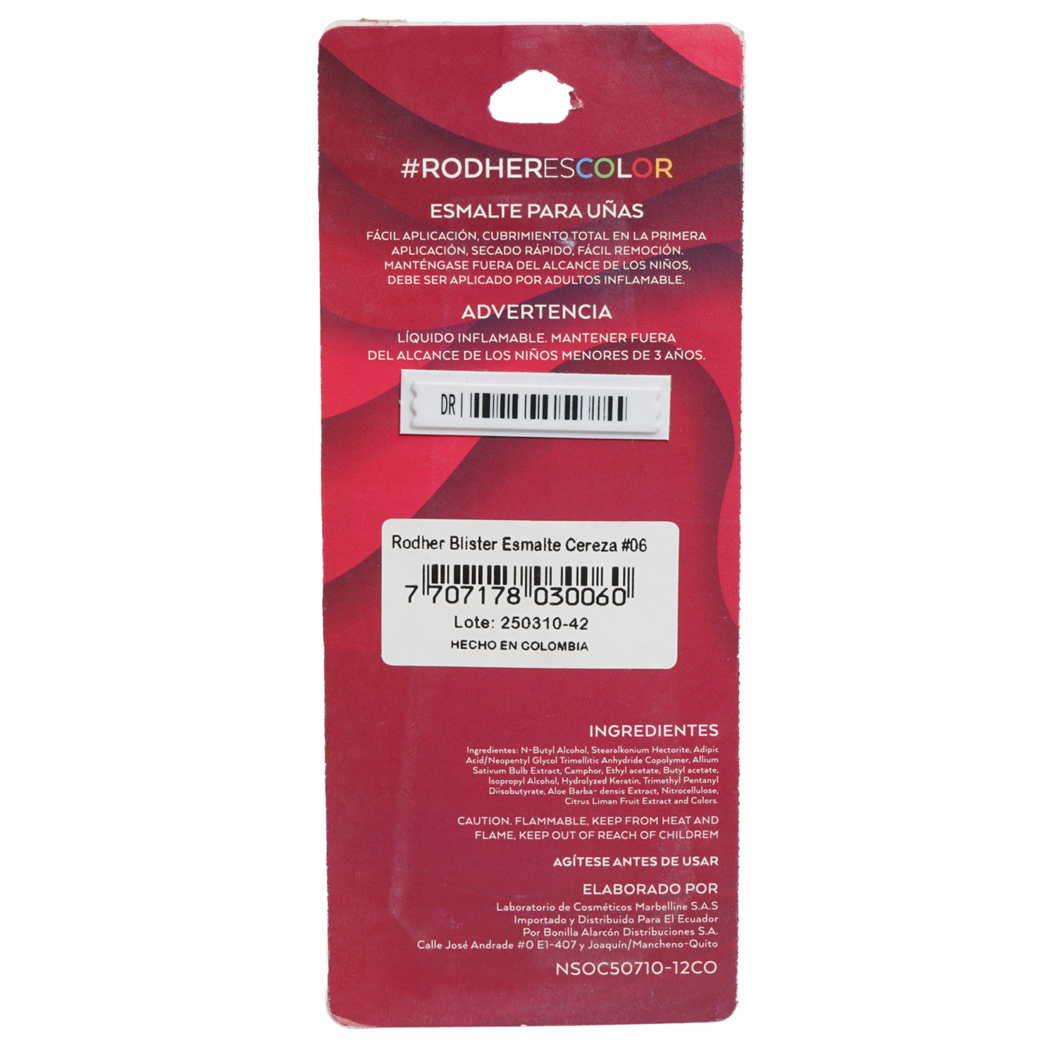 Esmalte De Uñas Cereza N 6 RODHER 14 Ml