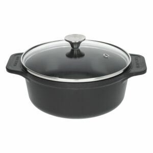 Olla Hierro Fundido Esmaltada Mate Con Tapa De Vidrio VICTORIA 1,9 L