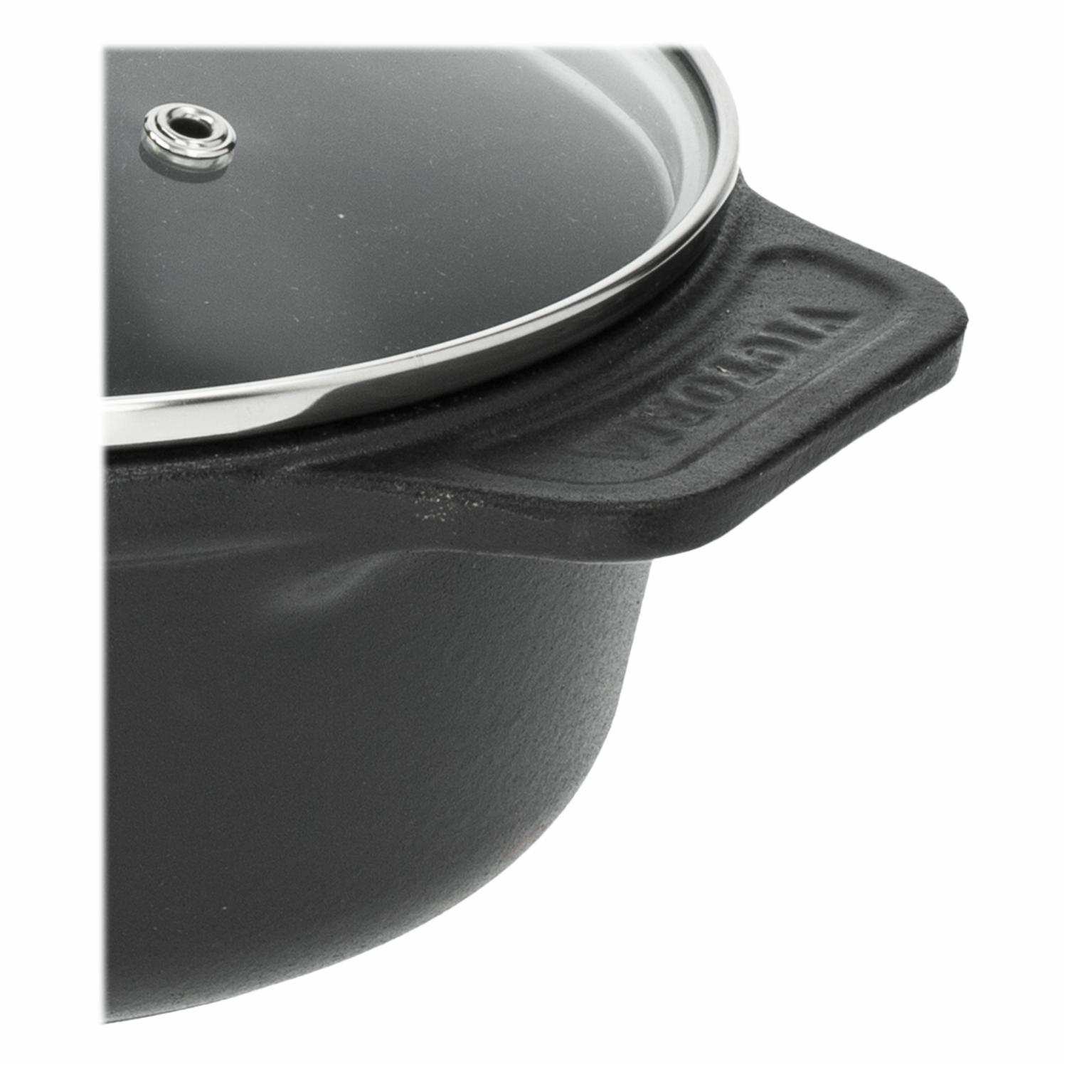 Olla Hierro Fundido Esmaltada Mate Con Tapa De Vidrio VICTORIA 1,9 L