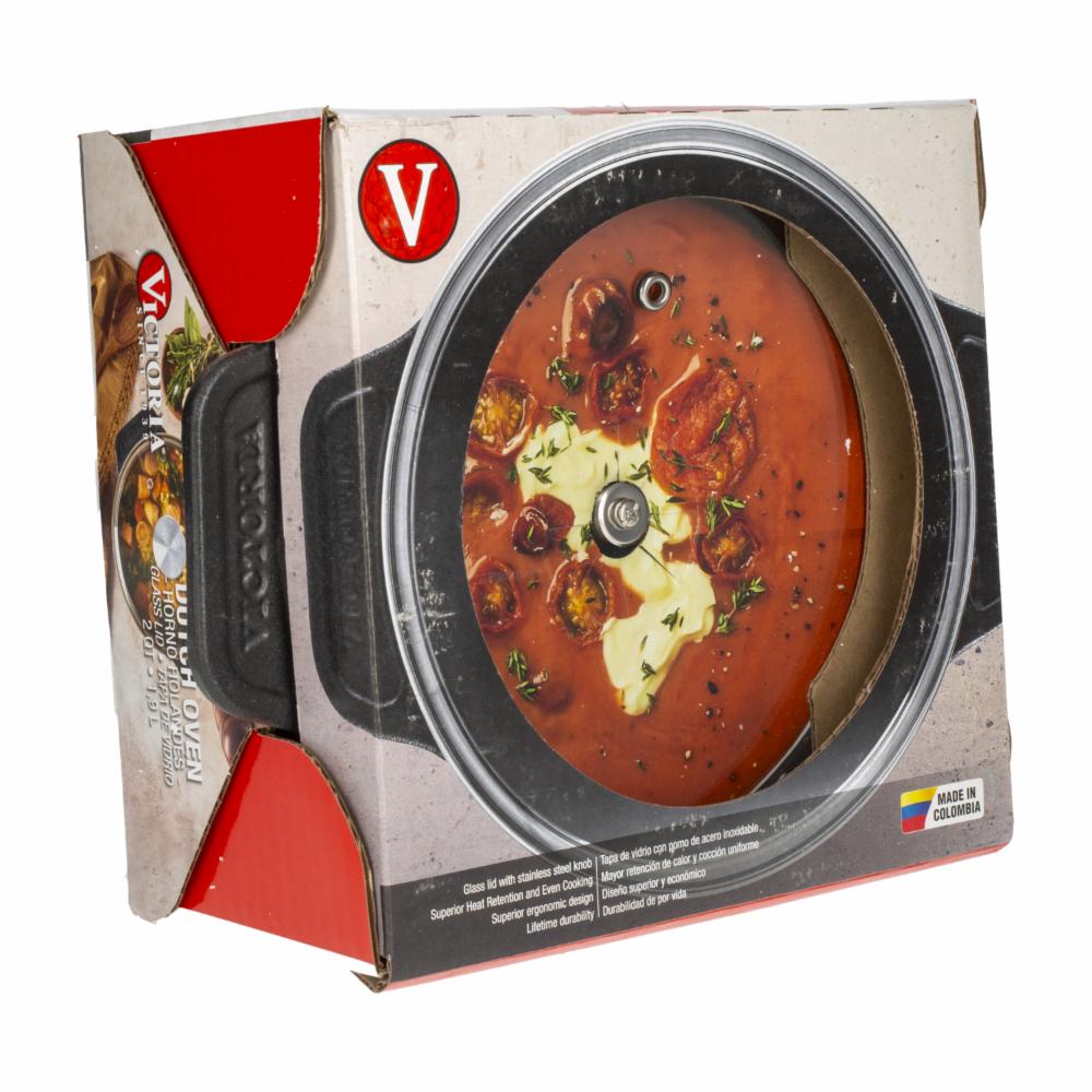 Olla Hierro Fundido Esmaltada Mate Con Tapa De Vidrio VICTORIA 1,9 L - Imagen 5