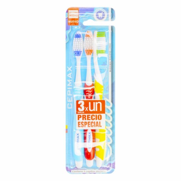 Cepillo Dental Adulto 511 Bc Cerdas Medianas CEPIMAX Pack X3 U