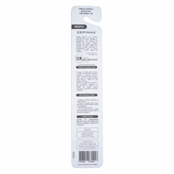 Cepillo Dental Adulto 490 Bc Cerdas Medianas CEPIMAX Unidad - Imagen 2