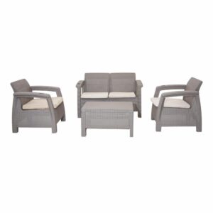 Juego De Sala Ferrara Confort  4 Piezas Blanca PLÁSTICOS MQ