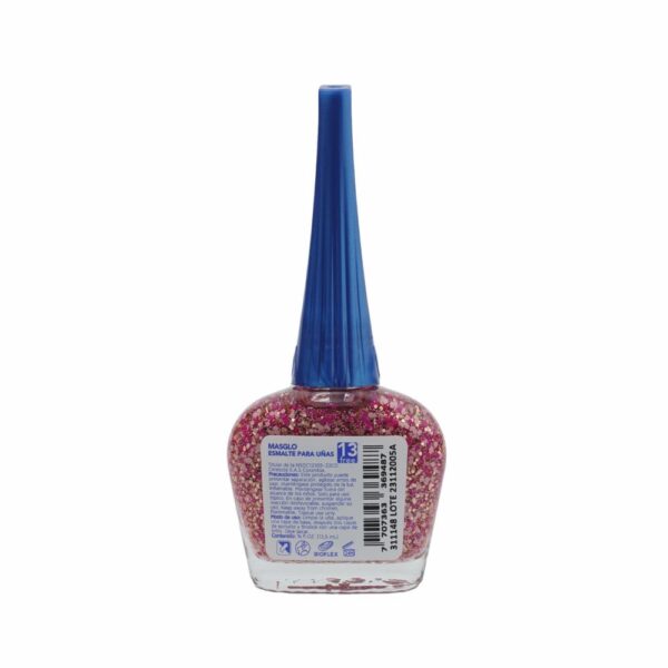Esmalte De Uñas Brillo Con Partículas Rosa MASGLO 13.5 Ml - Imagen 2