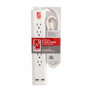 Multitoma Eléctrica De 6 Salidas y 2 Puertos Usb MAGOM Unidad