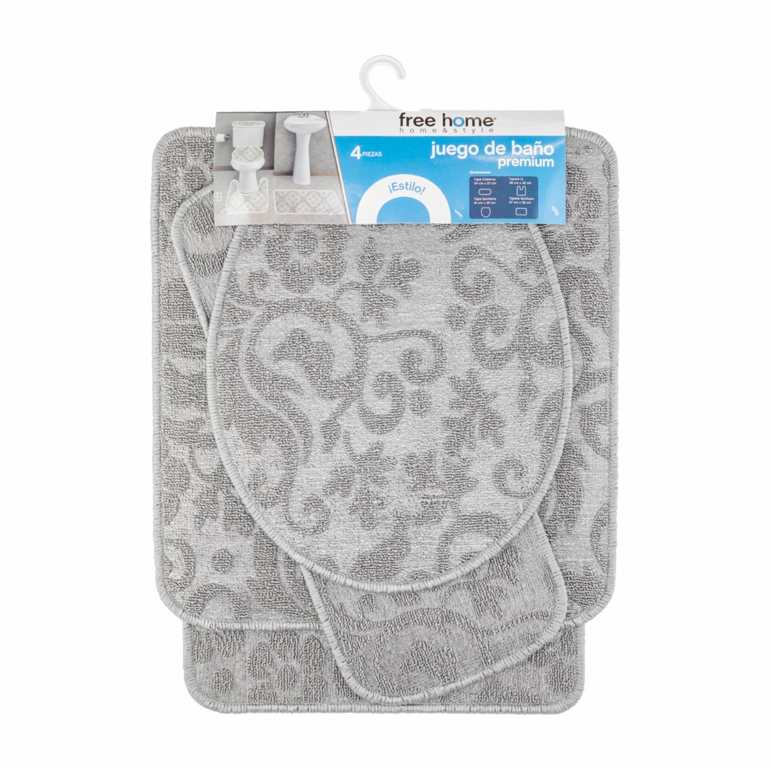Set De Baño Premium Gris FREE HOME 4 Piezas