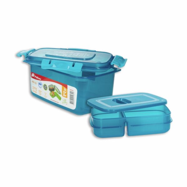 Repostero Plástico ToGo Clip N' Lock Rectangular Con Divisiones PÓLIMES 1,5 Litros - Imagen 2