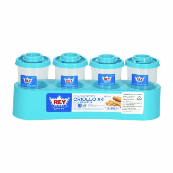 Set Condimenteros Criollos Con Bandeja EL REY x 4 Piezas