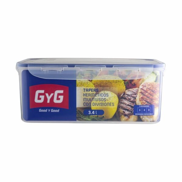 Recipiente Good&Good Rectangular 3 Divisiones BASSA 3,4 L