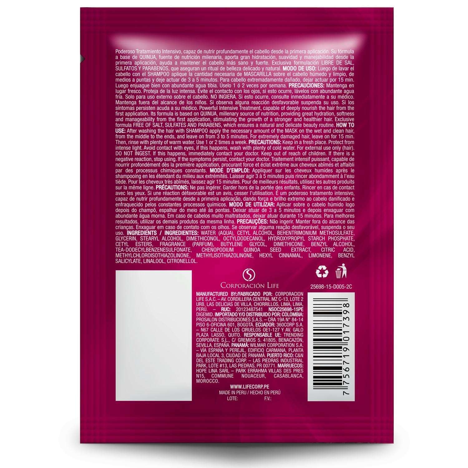 Tratamiento Capilar Be Natural Nutri Quinua BE NATURAL 35 G - Imagen 3