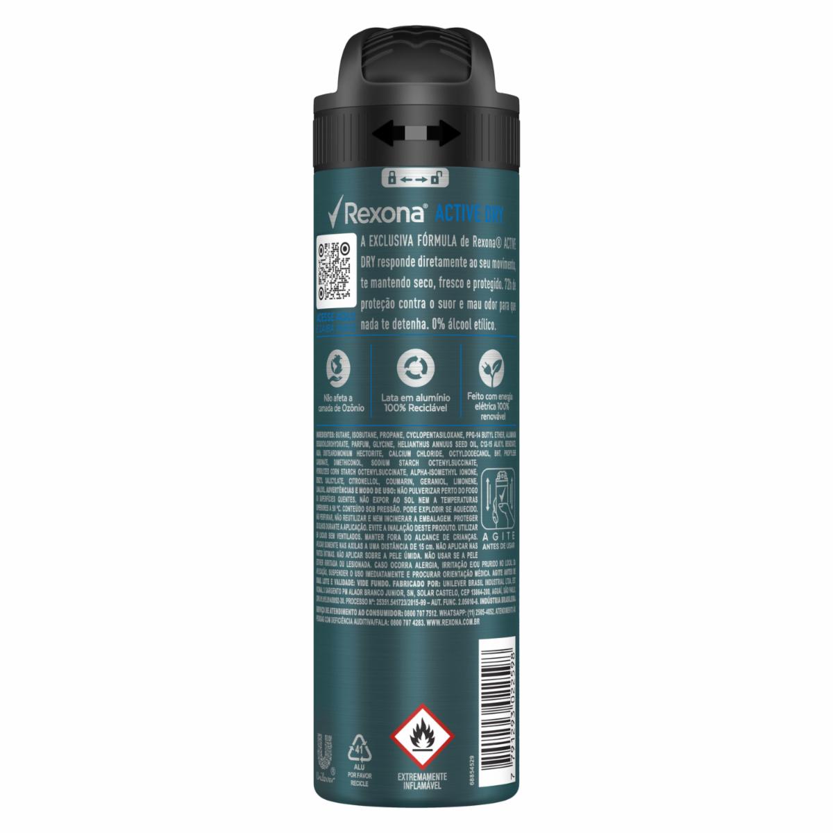 Desodorante En Aerosol Para Caballero Active Dry REXONA 150 Ml - Imagen 2