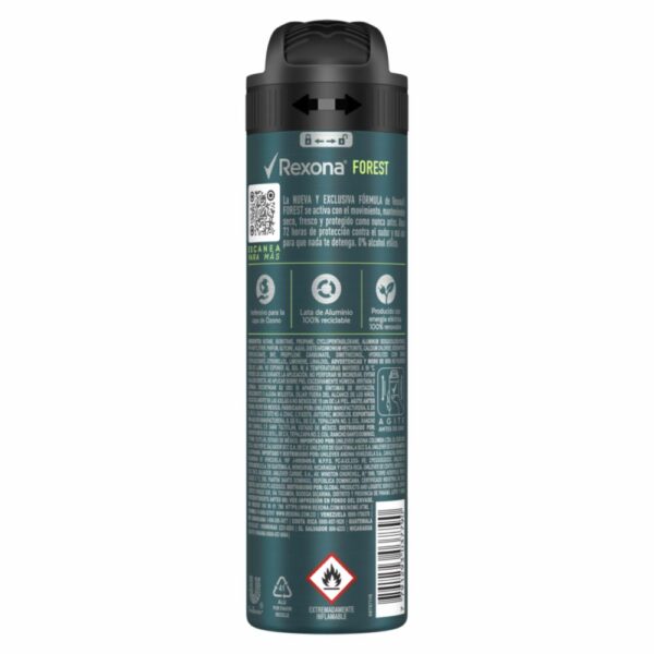 Desodorante En Aerosol Para Caballero Fragancia Forest REXONA 150 Ml - Imagen 2