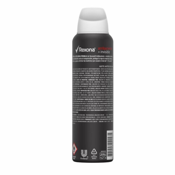 Desodorante En Aerosol Para Dama Spy Antibacterial Invisible REXONA 150 Ml - Imagen 2
