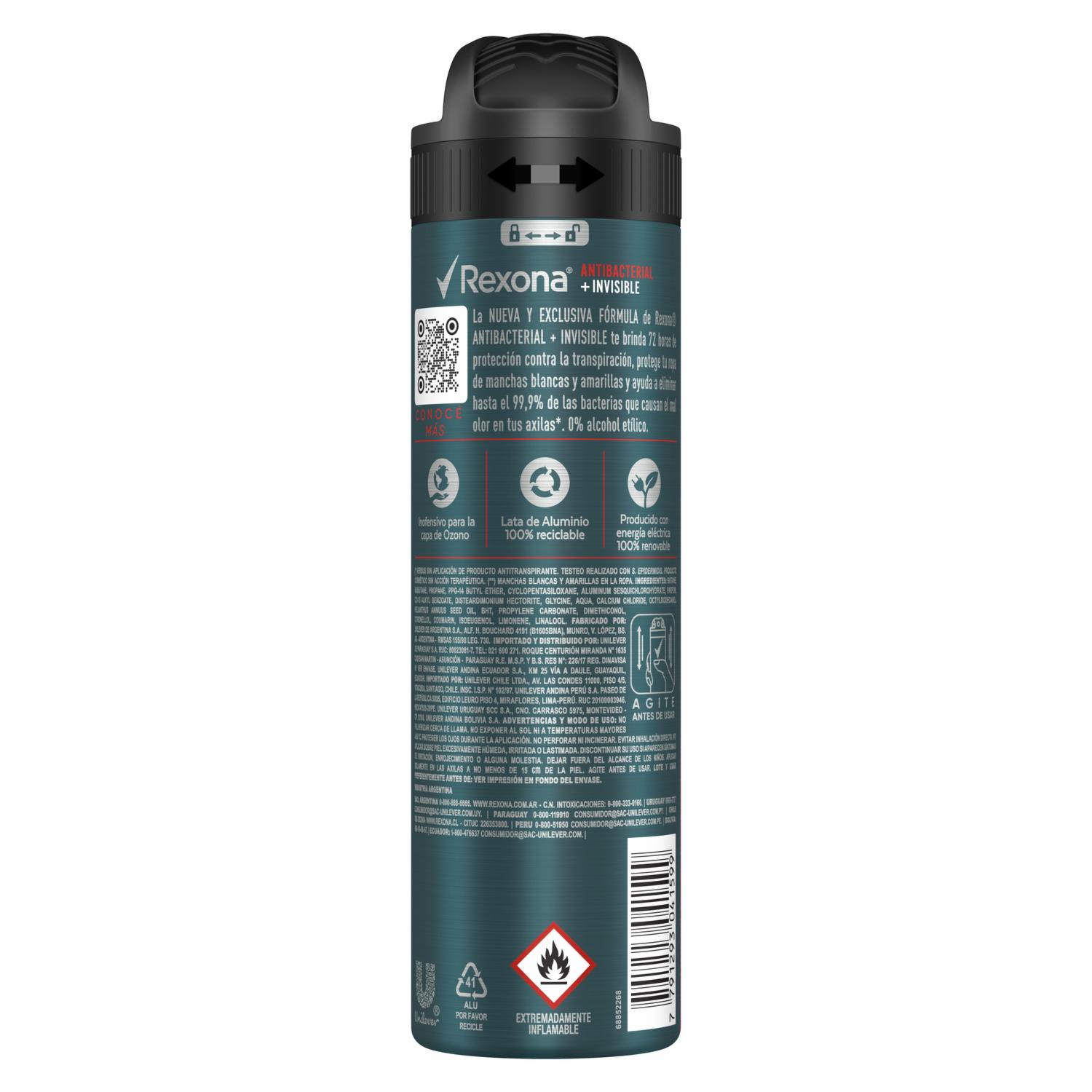 Desodorante En Aerosol Men Antib+invis REXONA 150 Ml - Imagen 2