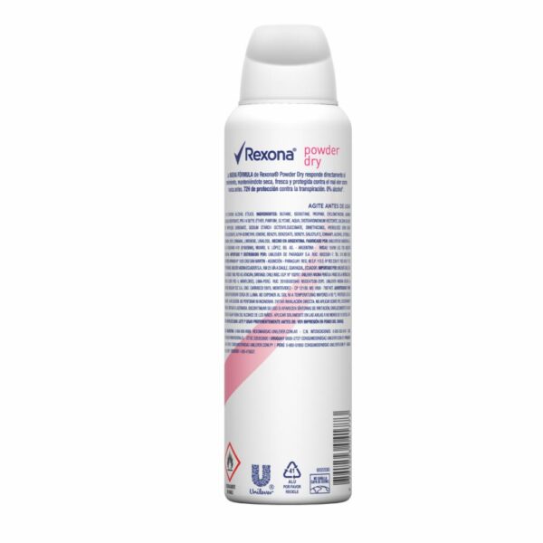 Desodorante En Aerosol Para Dama Antitranspirante Powder Dry REXONA 150 Ml - Imagen 2