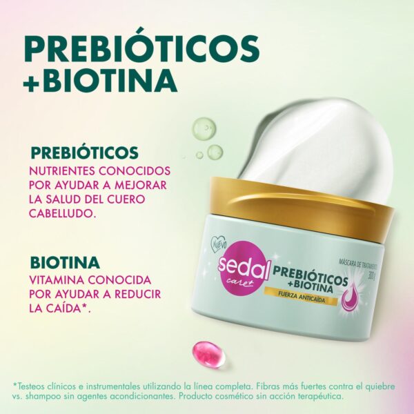 Tratamiento Mascarilla Capilar Prebiótico Con Biotina SEDAL 300 G - Imagen 4