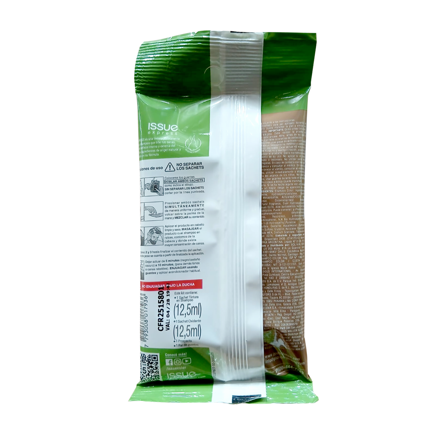 Tintura De Cabello En Shampoo Express 5 Minutos Sin Amoníaco Tono Rubio ISSUE 25 Ml - Imagen 2