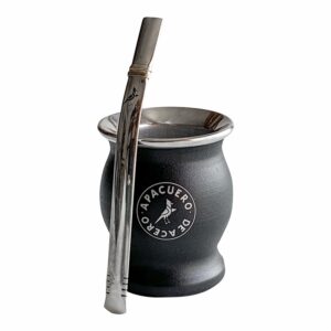 Kit Para Mate En Acero Y Cuero Color Negro APACUERO Unidad