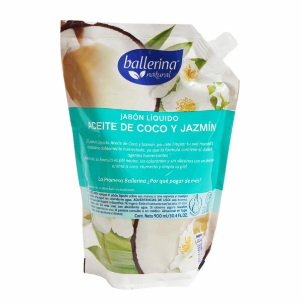 Jabón Líquido De Aceite Coco Y Jazmin BALLERINA 900 Ml - Imagen 2