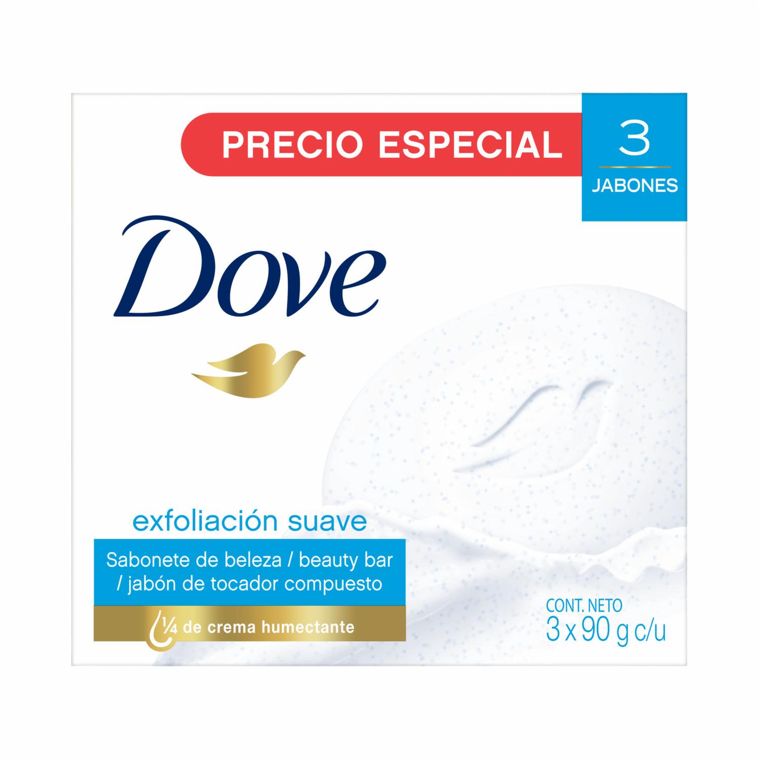 Jabón En Barra Exfoliación Suave DOVE 3 X 90 G - Imagen 2