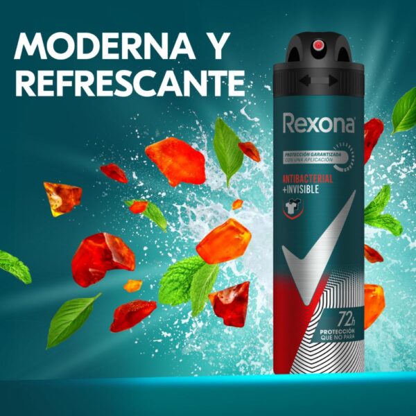 Desodorante En Aerosol Para Caballero Antibacterial Invisible Segundo 0,5 Descuento REXONA 2 X 150 Ml - Imagen 4