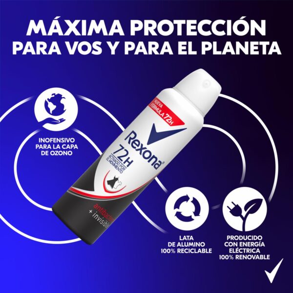 Desodorante En Aerosol Para Dama Invisible Antibacterial REXONA 2 X 150 Ml - Imagen 4